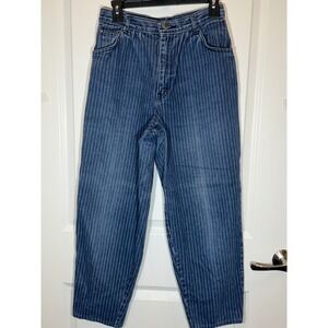 Gitano Womens Jeans Pinstripe Blue High Waisted Straight Leg Denim Size‎ 11 12